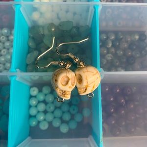 Handmade Skull/Mismatched Mushroom Earrings